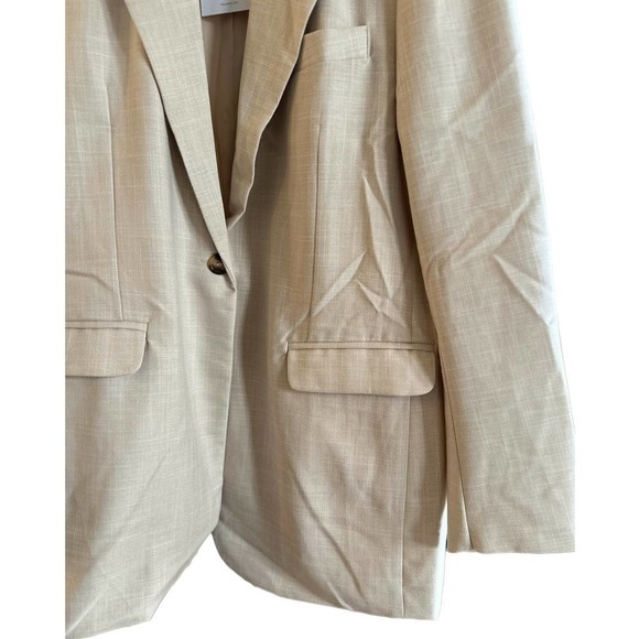 NWT Lola Jeans Cotton Blend Single Breasted Button Blazer Jacket Neutral Beige M - Picture 9 of 10